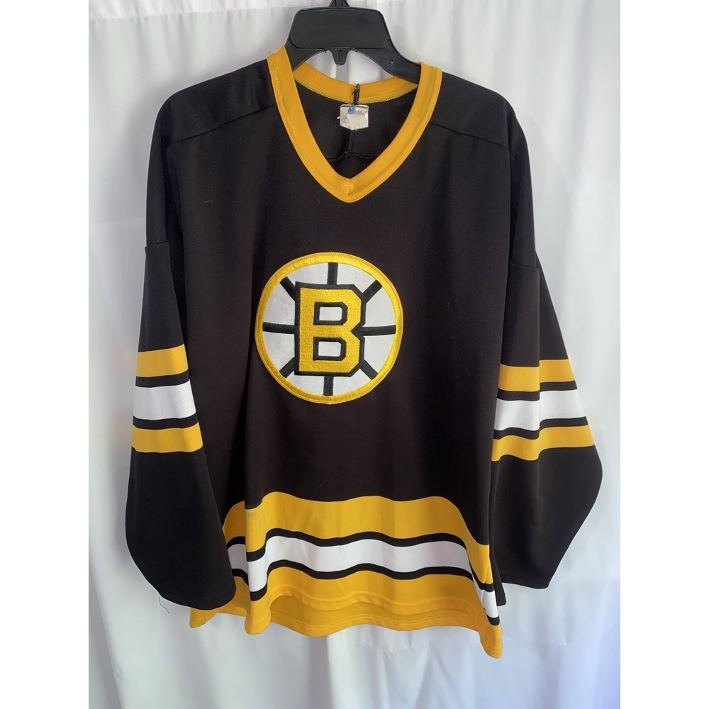 Vintage Boston Bruins Maska Hockey Jersey Black NHL Mens Large Made USA